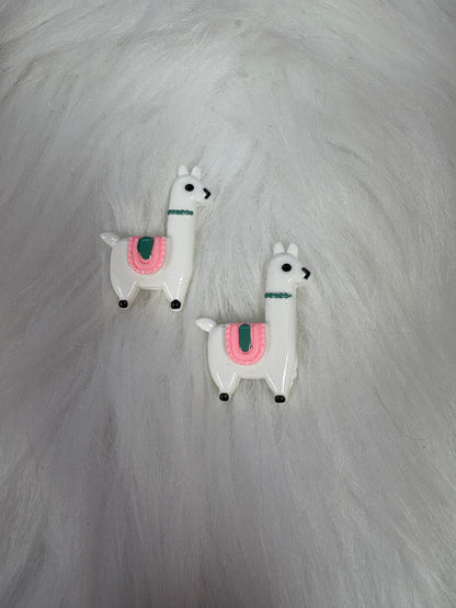 White Llama Stud Earrings