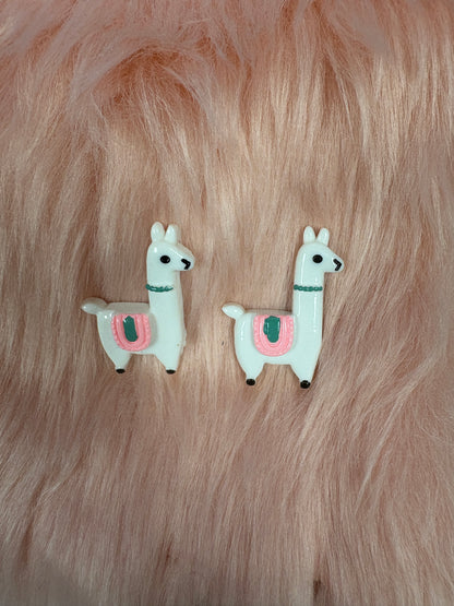 White Llama Stud Earrings