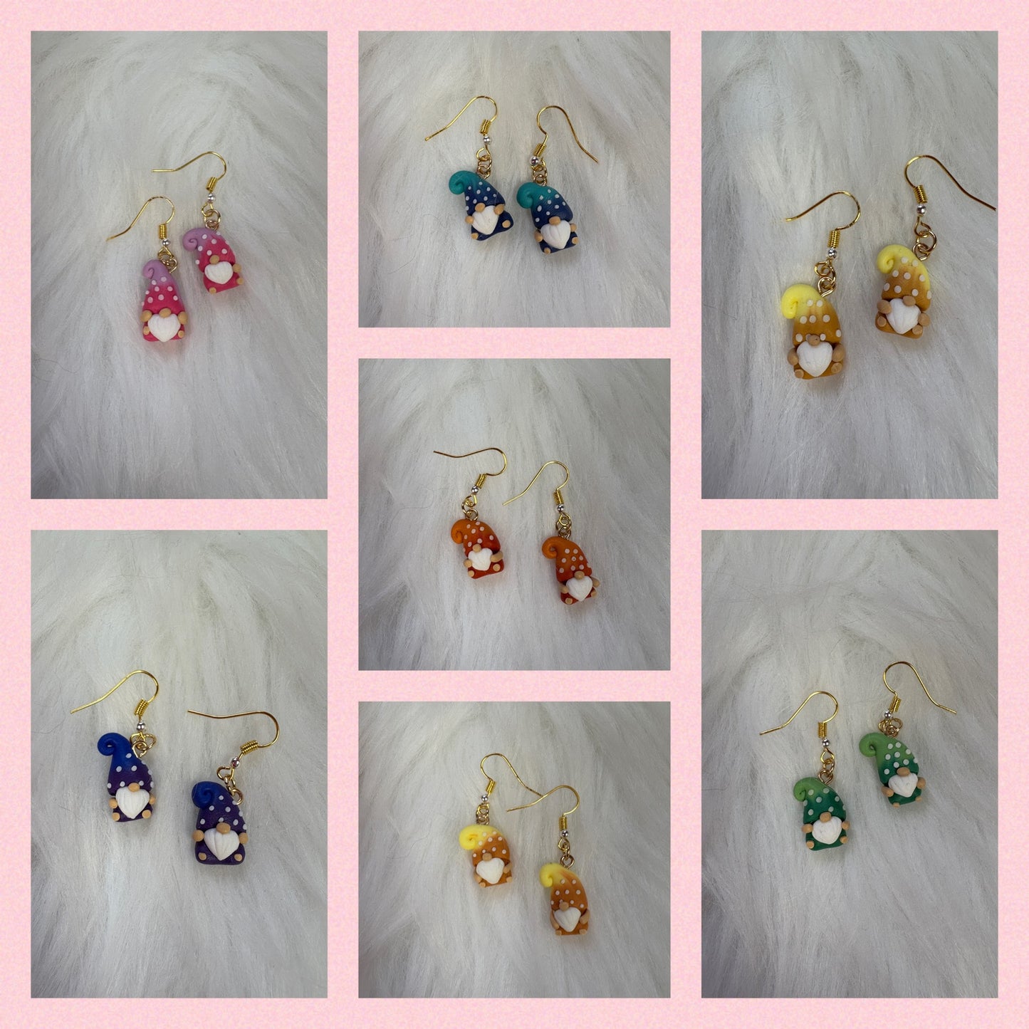 Polka Dot Gnome wire Earrings (7 colors to choose)