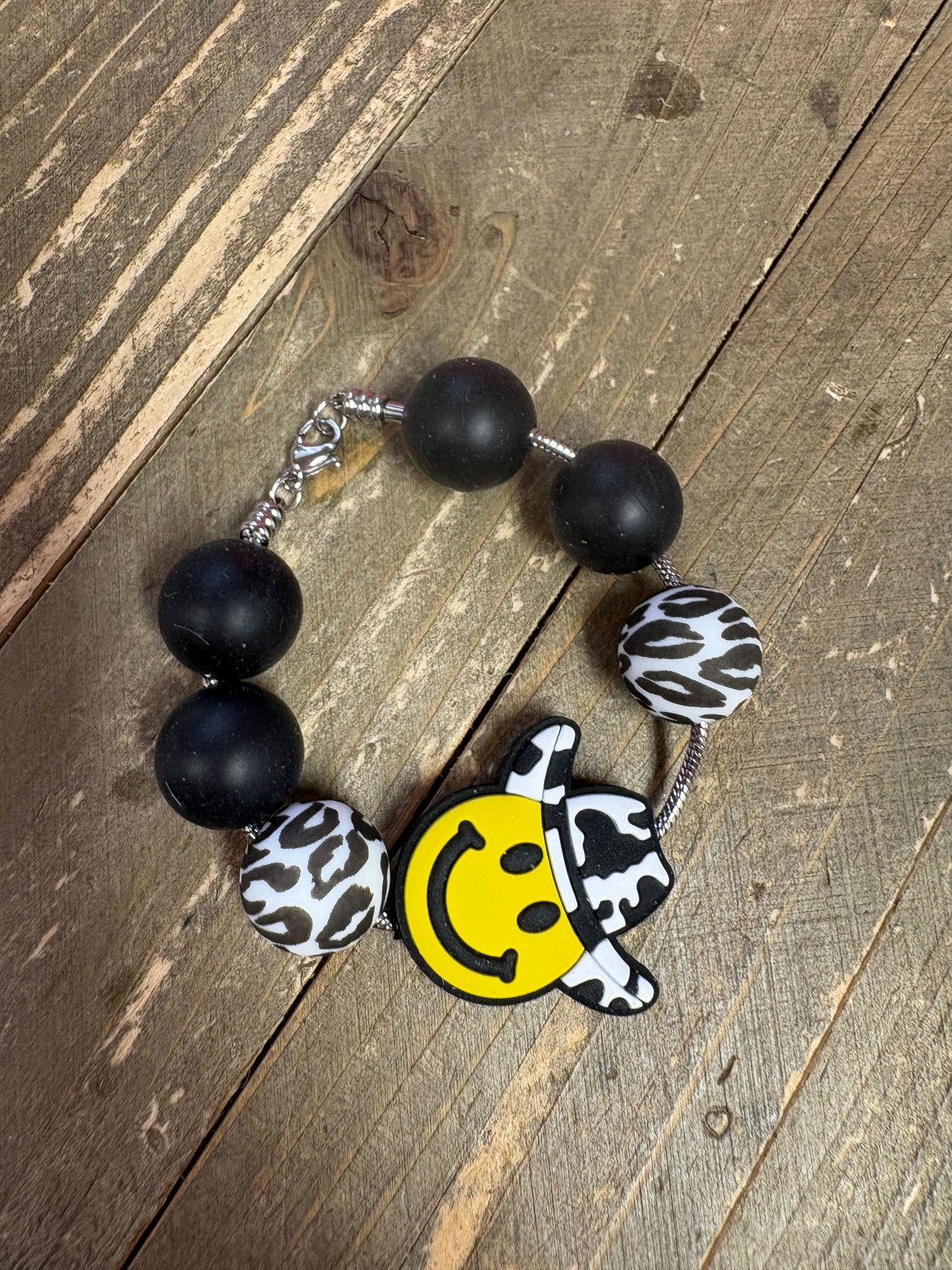 Cowboy Smiley Face Beverage Cup/Tumbler Charm on a snake chain