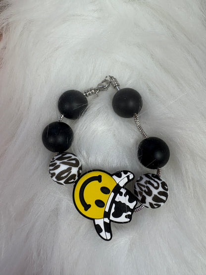 Cowboy Smiley Face Beverage Cup/Tumbler Charm on a snake chain