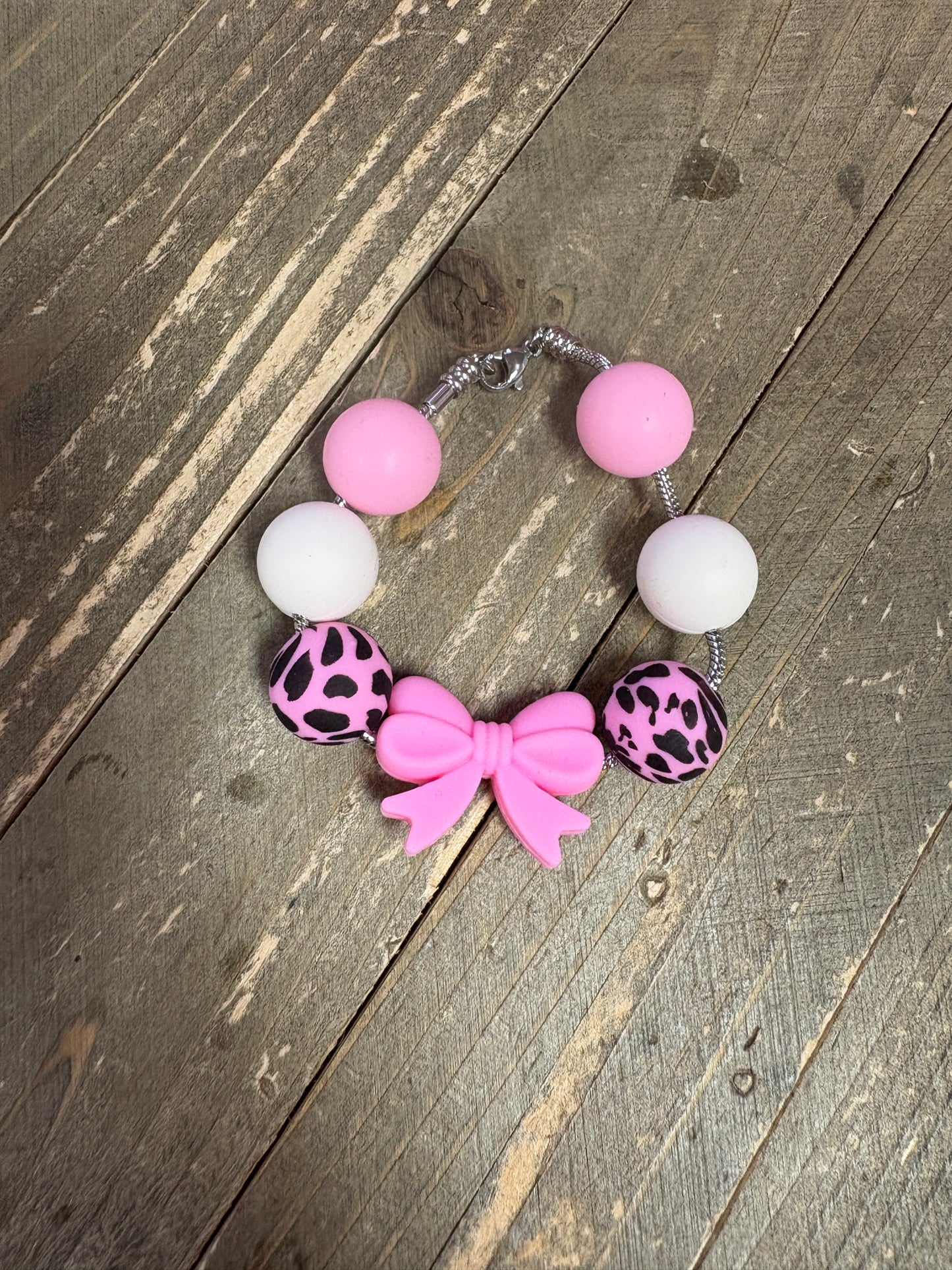 Pink Bow Beverage Cup/Tumbler Charm on a snake chain