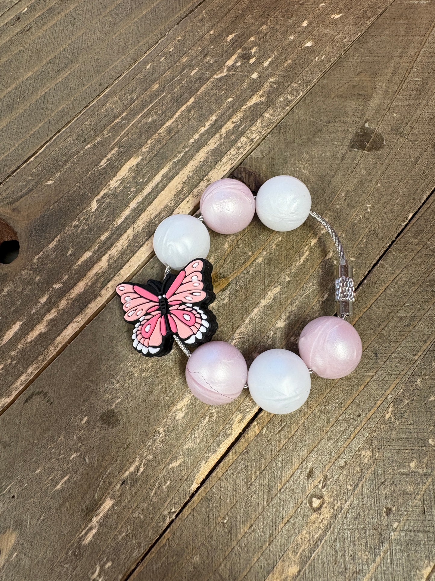 Pink Butterfly Beverage Cup/Tumbler Charm