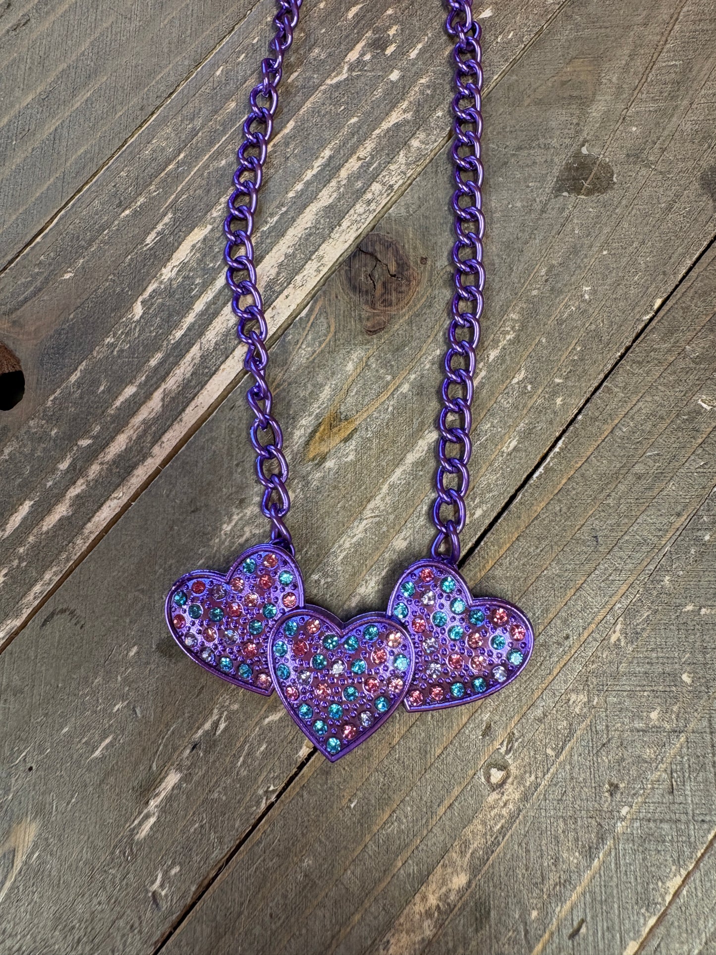 Purple 3 Heart Necklace