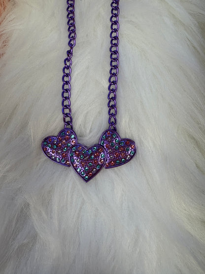 Purple 3 Heart Necklace