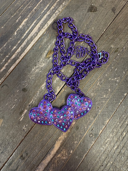 Purple 3 Heart Necklace