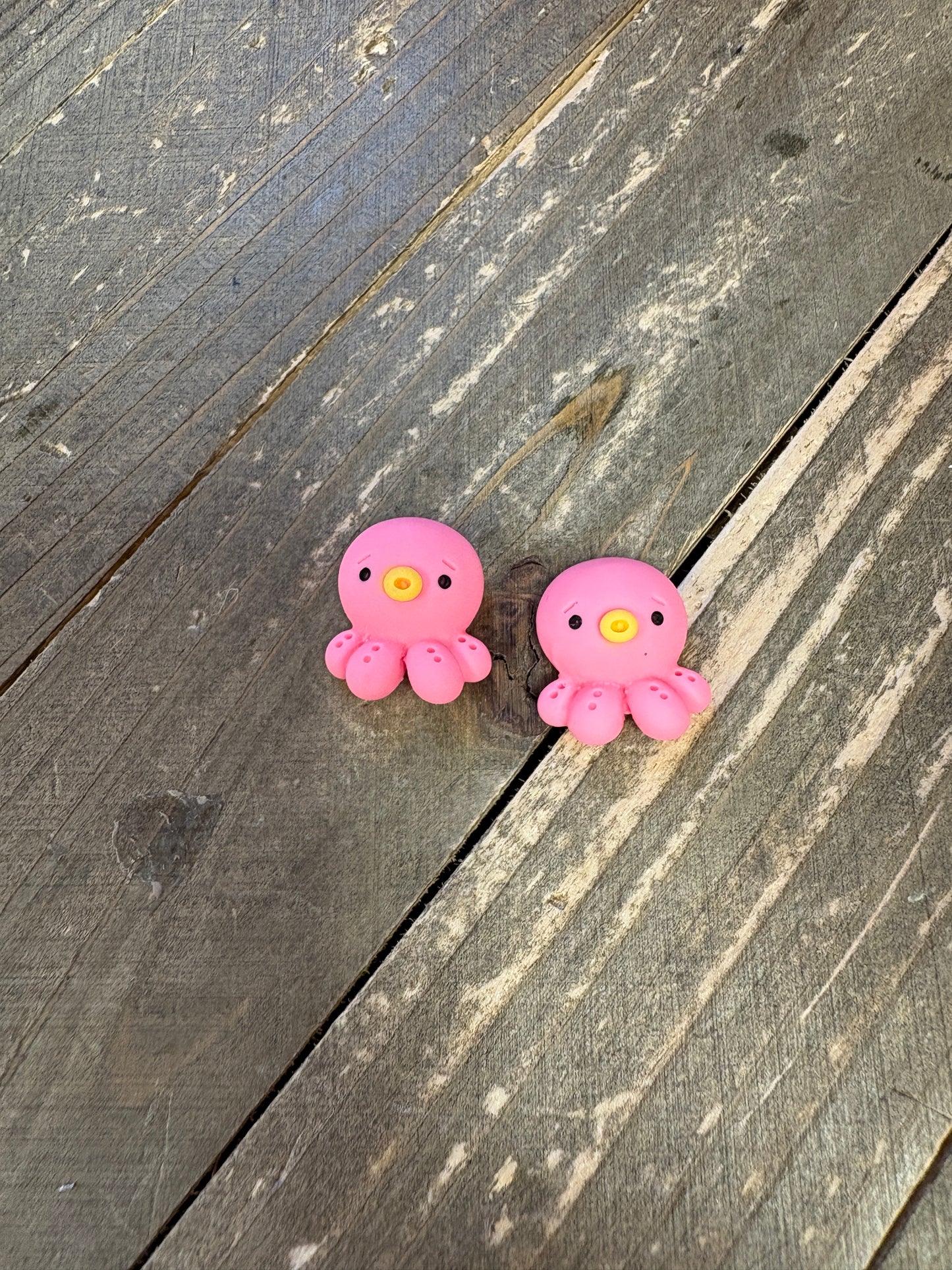 Adorable Happy Pink Octopus Stud Earrings