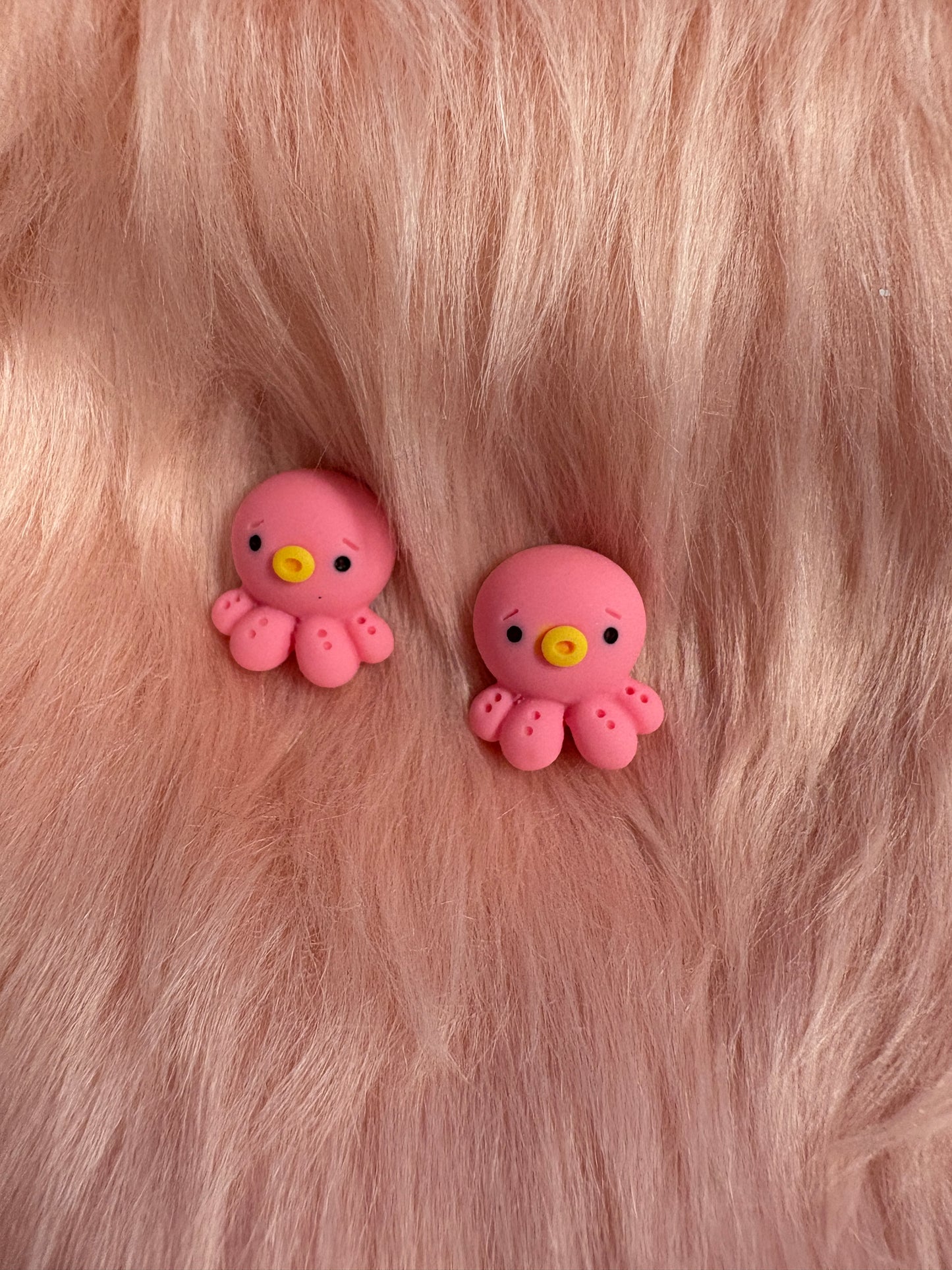 Adorable Happy Pink Octopus Stud Earrings