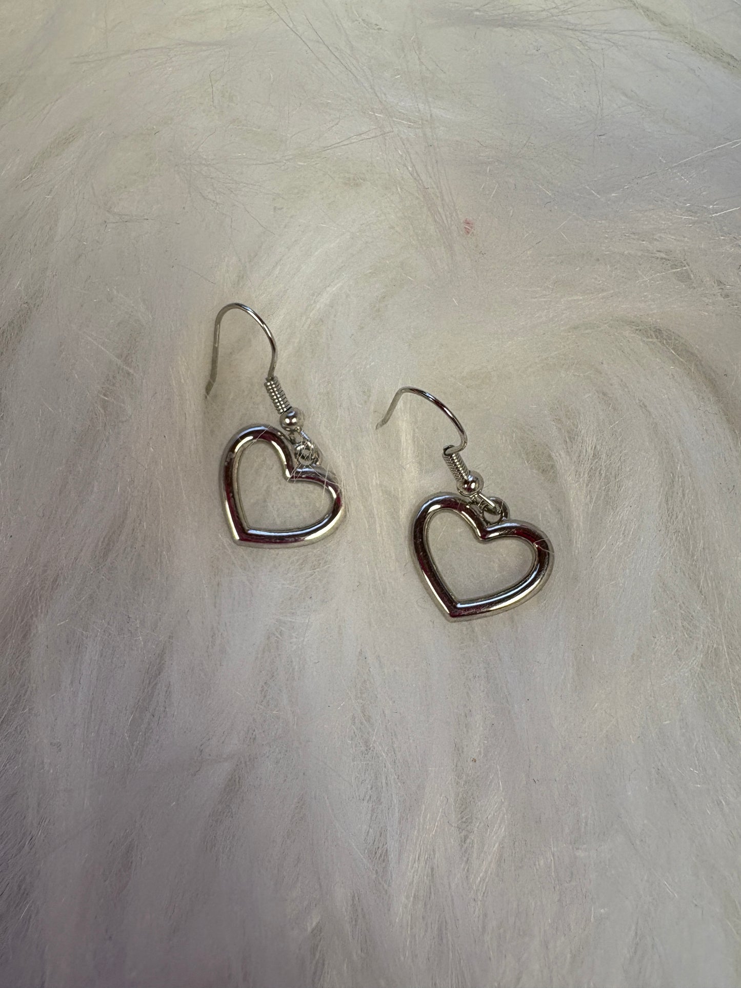 Silver Open Heart Wire Earrings