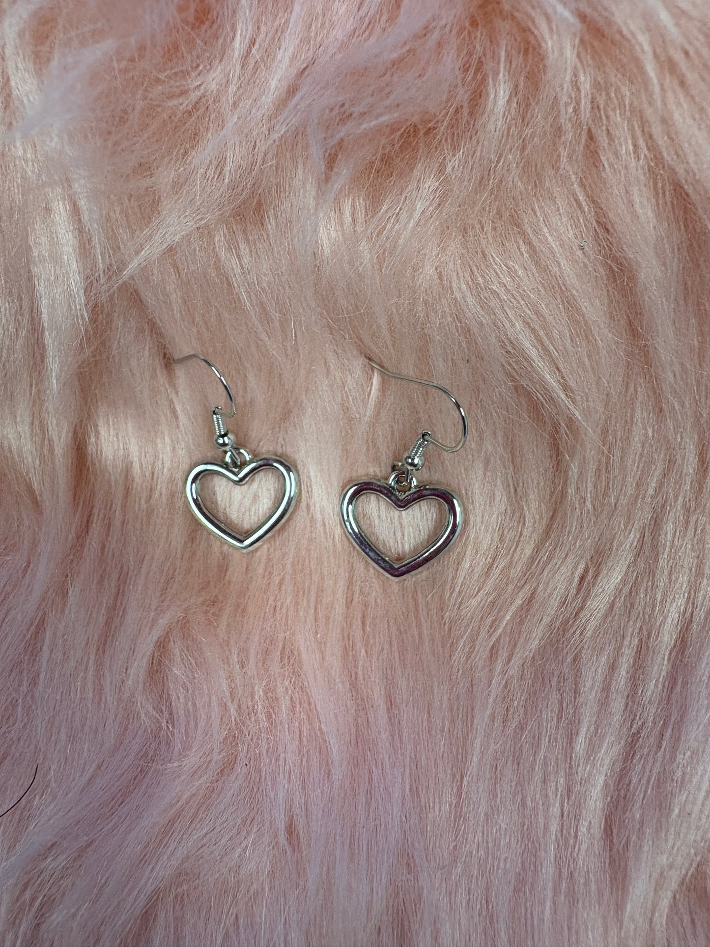 Silver Open Heart Wire Earrings