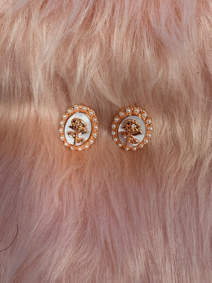 Copper Rose Stud Earrings