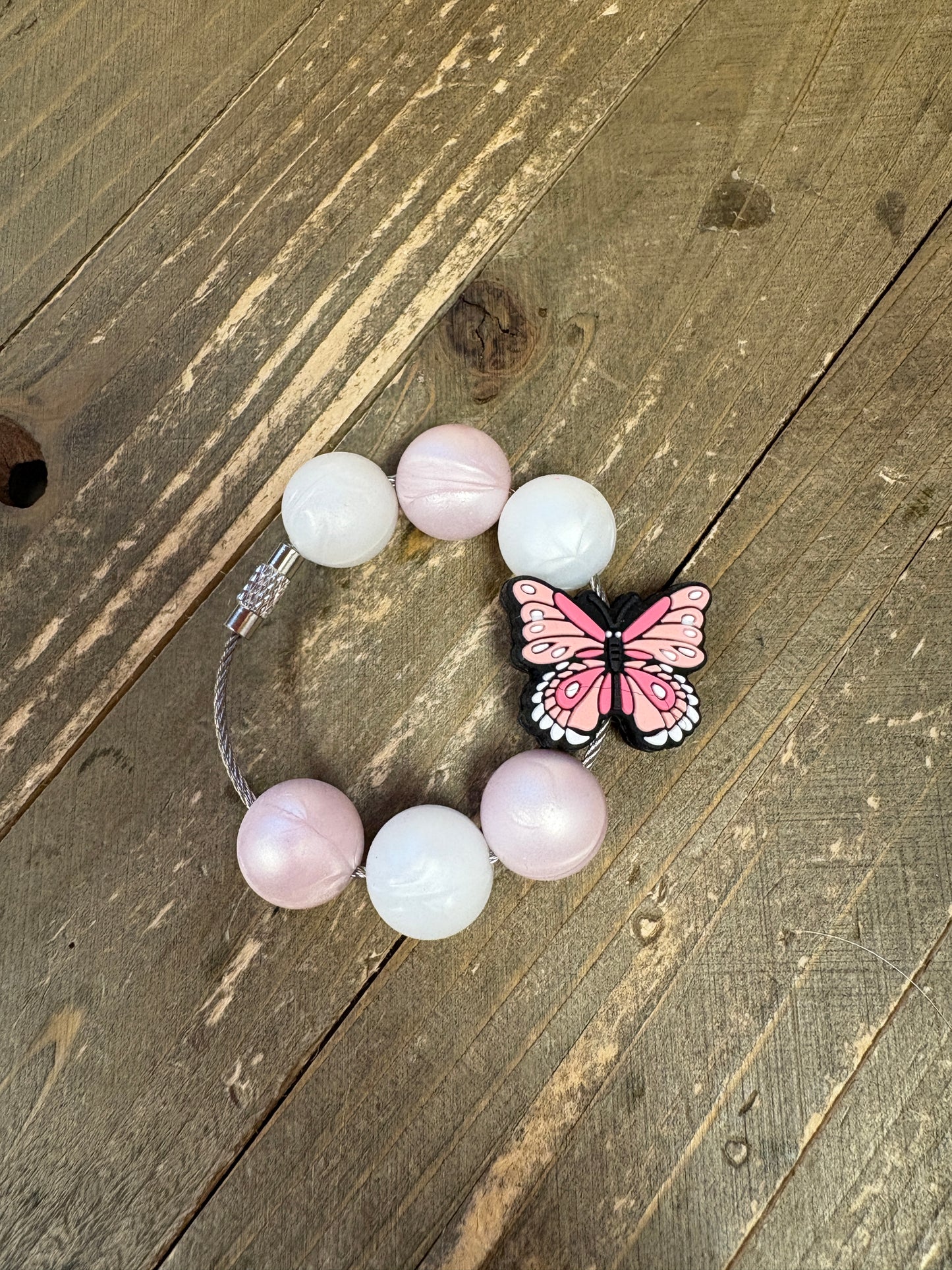 Pink Butterfly Beverage Cup/Tumbler Charm