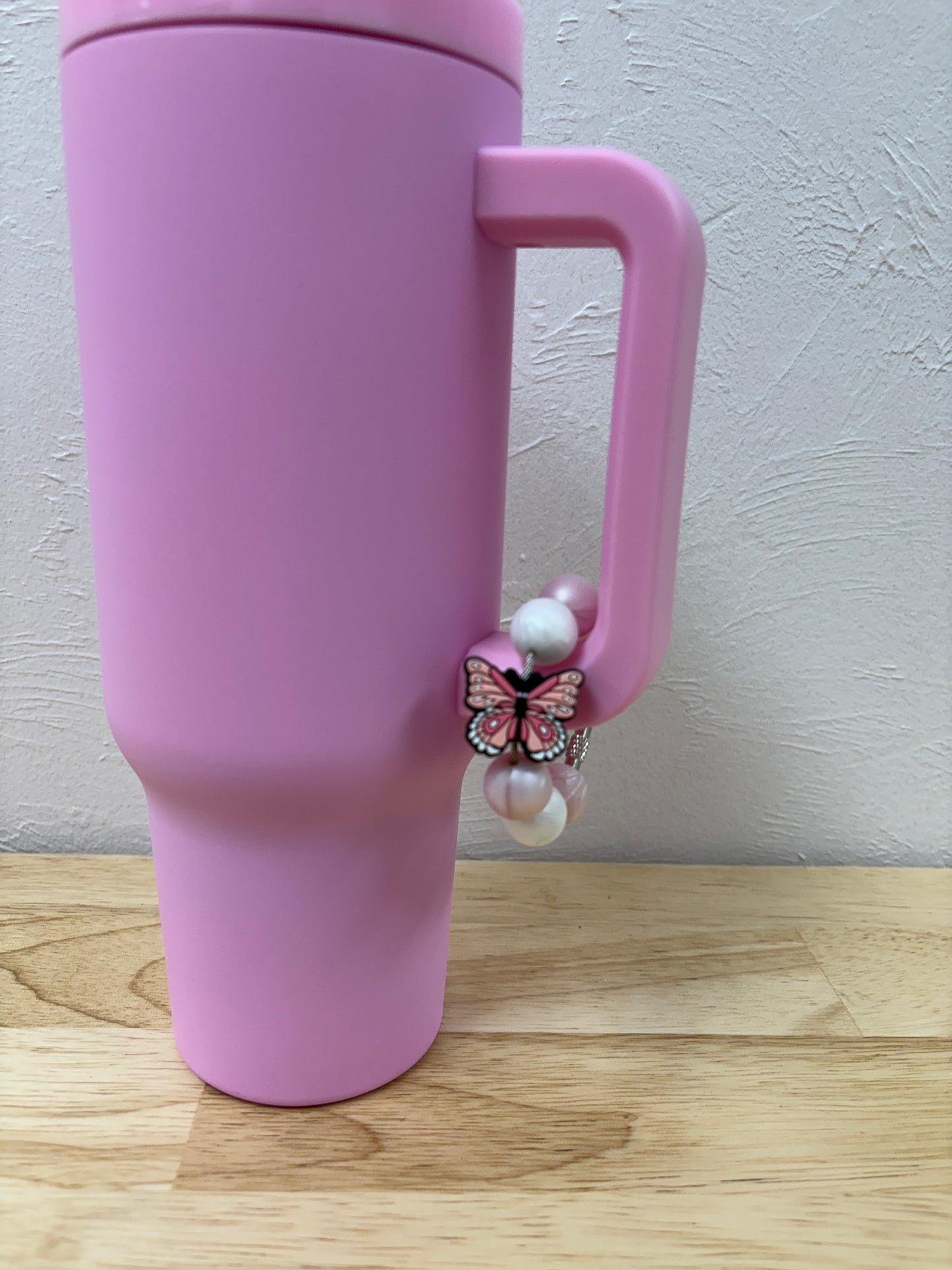 Pink Butterfly Beverage Cup/Tumbler Charm