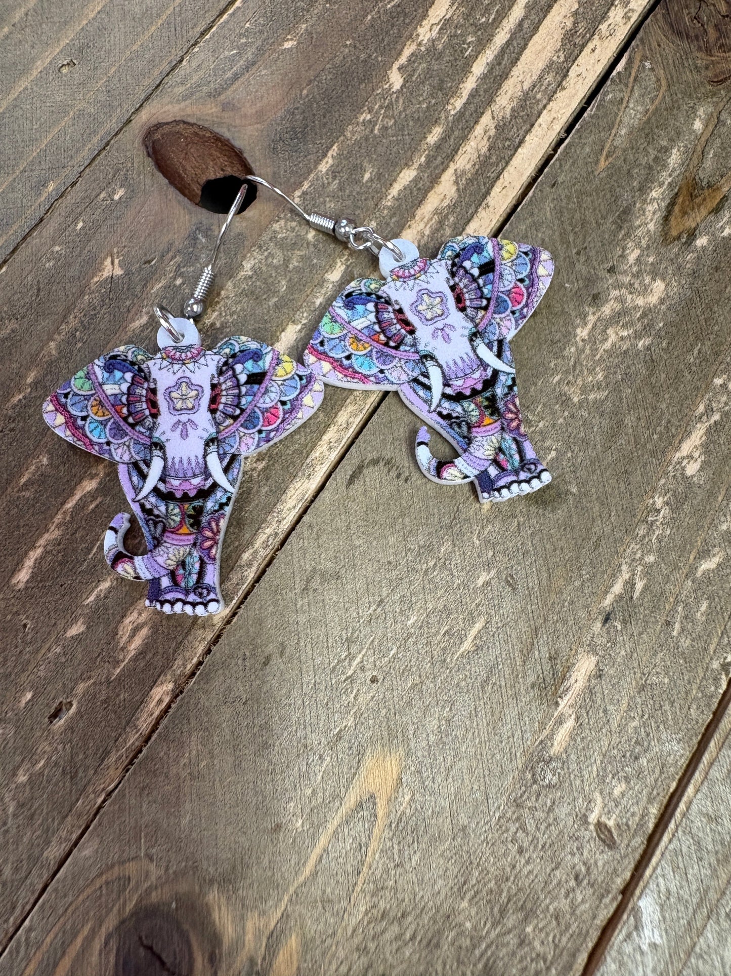 Acrylic funny Floral Elephant Wire Earrings (Copy)