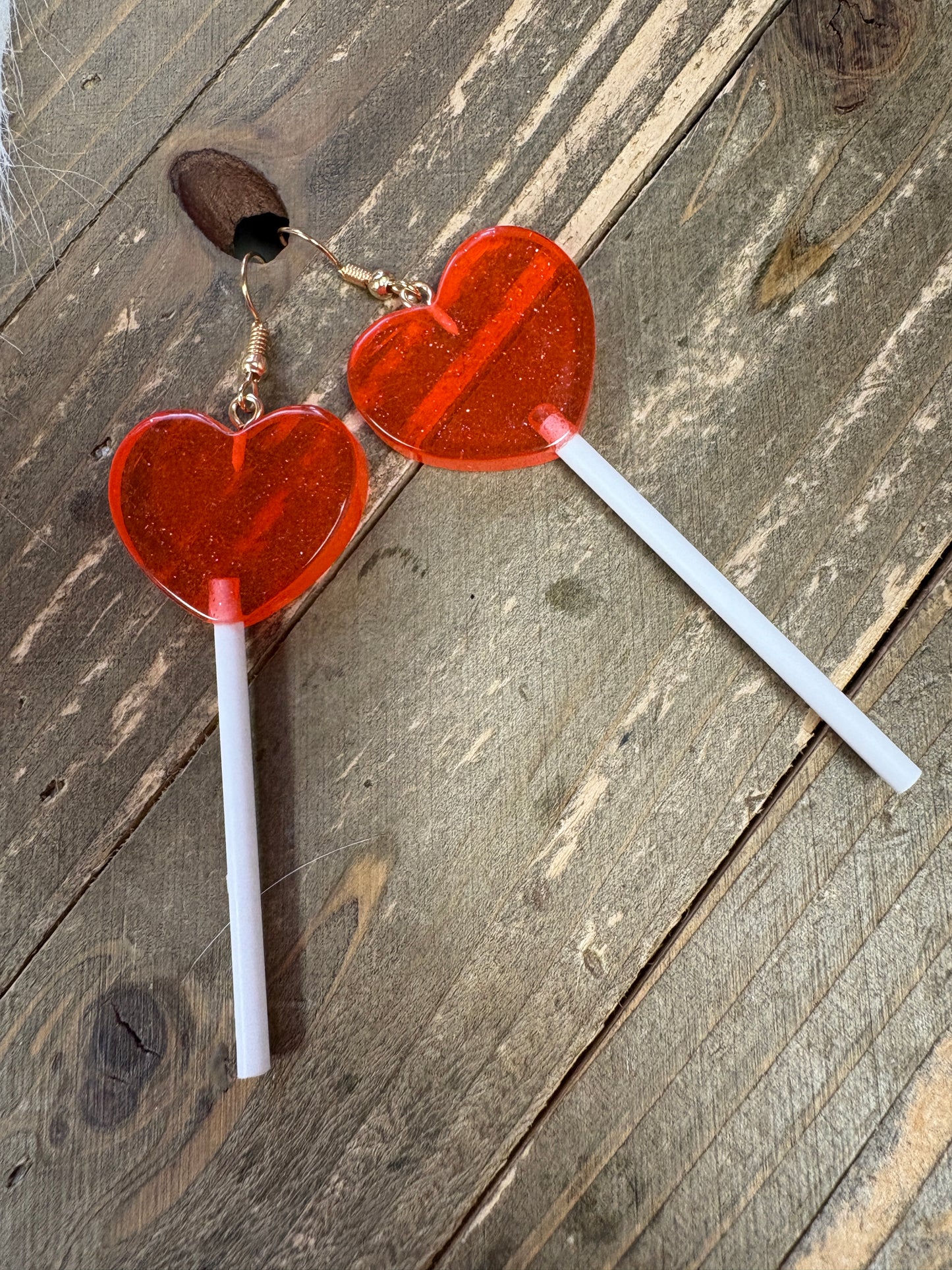 Valentine's Day Heart Lollipop Wire Earrings