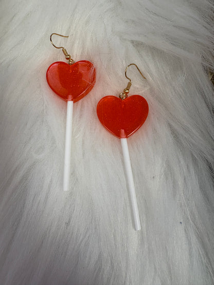 Valentine's Day Heart Lollipop Wire Earrings