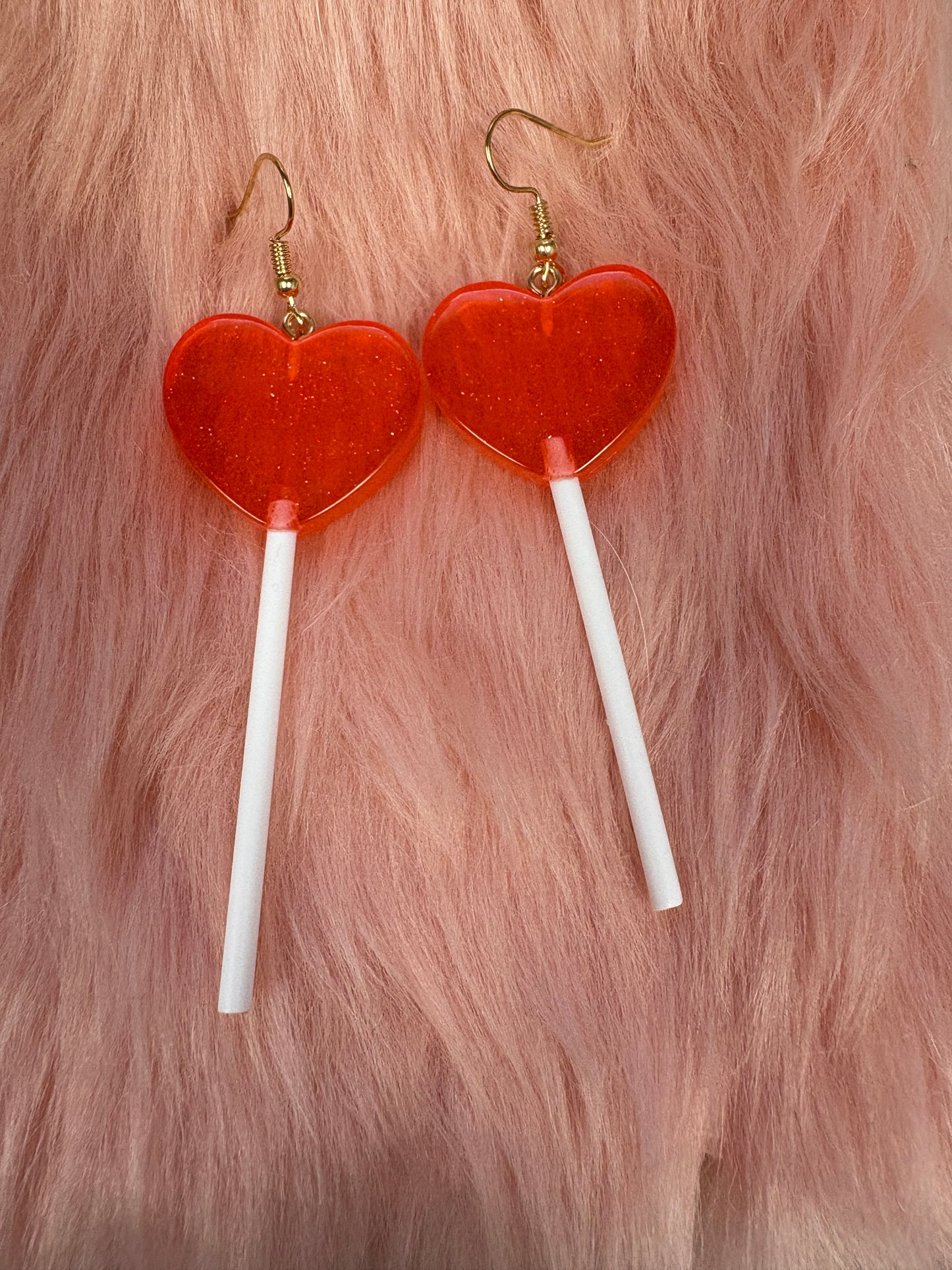 Valentine's Day Heart Lollipop Wire Earrings