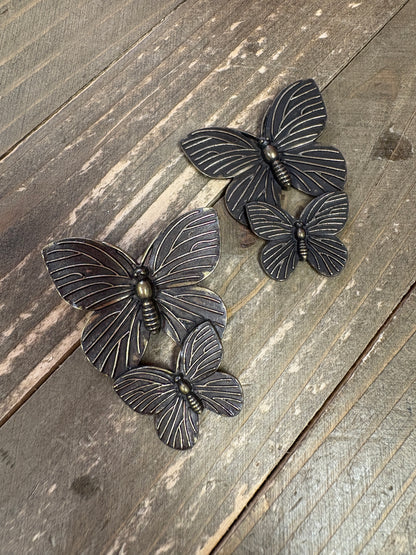 Brass Butterflies  Stud Earrings