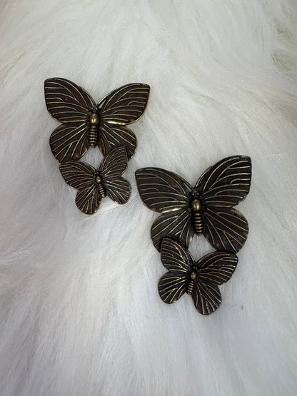 Brass Butterflies  Stud Earrings