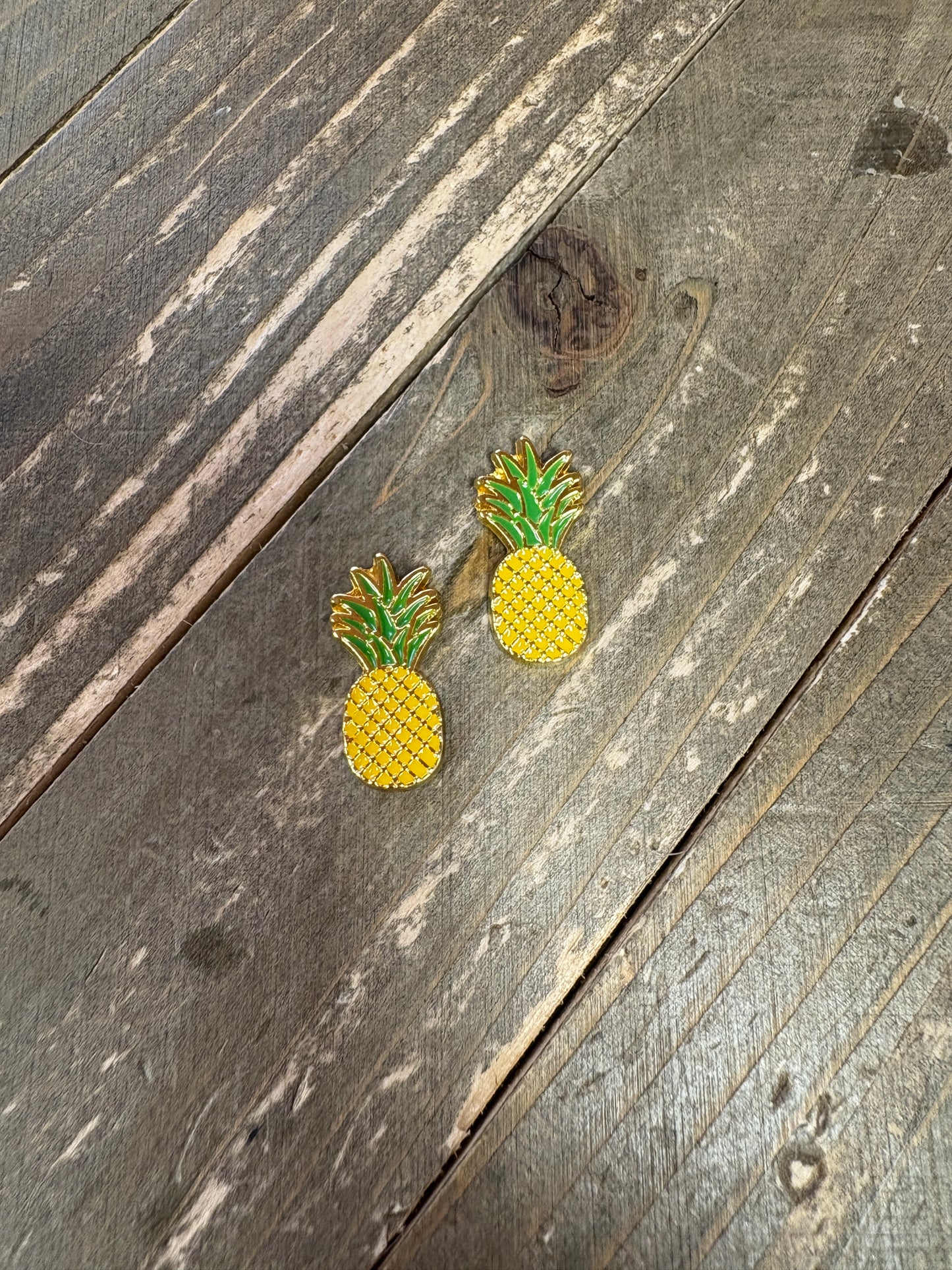 Yellow & Green Pineapple Stud Earrings