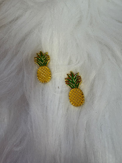 Yellow & Green Pineapple Stud Earrings