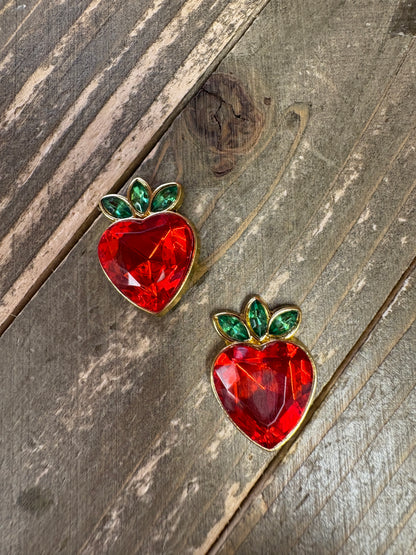 Red and Green Strawberry Stud Earrings