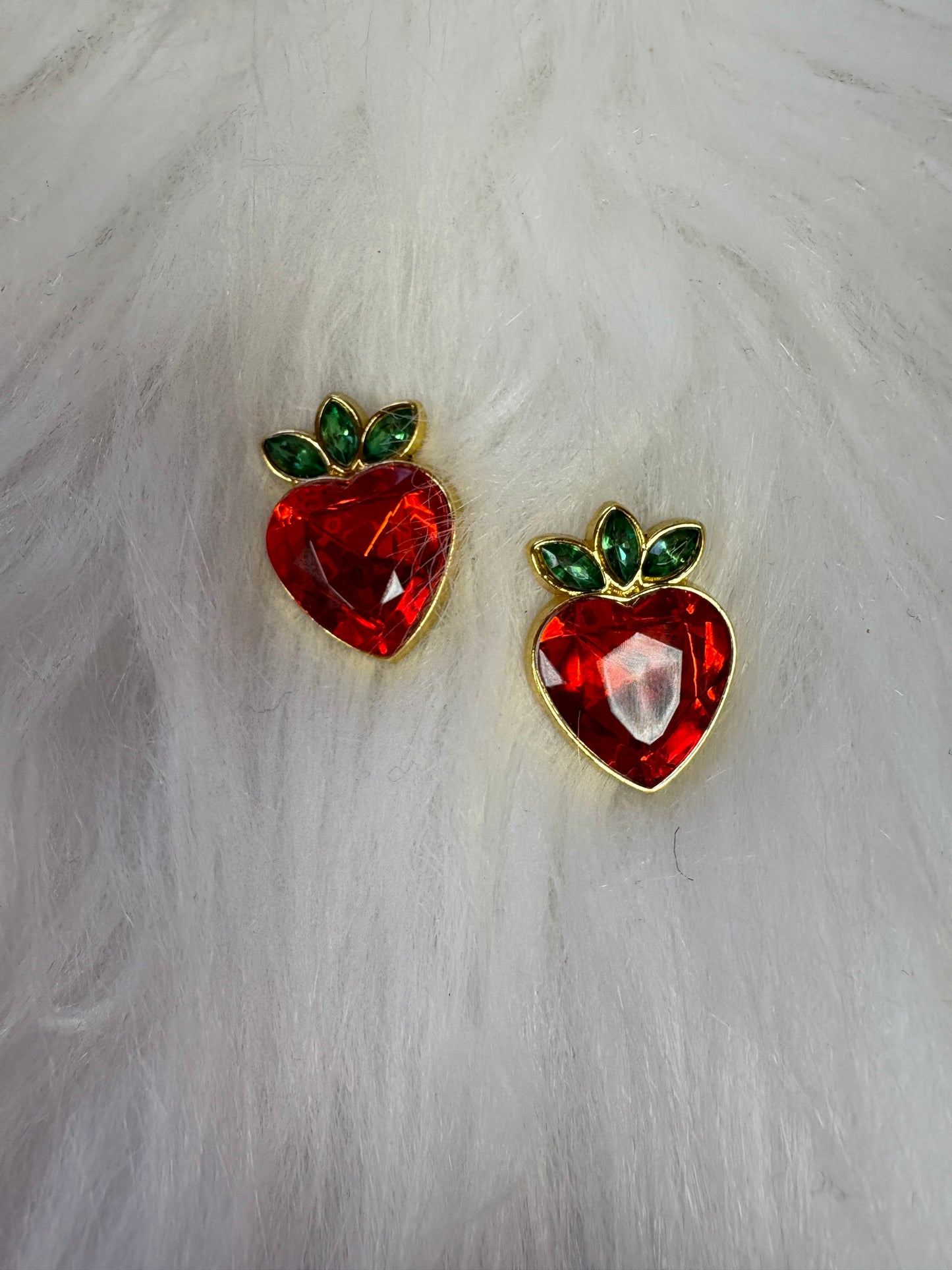 Red and Green Strawberry Stud Earrings