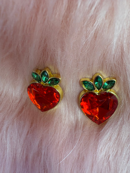 Red and Green Strawberry Stud Earrings