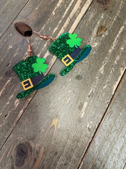 St. Patrick's Day Leprechaun Hat Wire Earrings