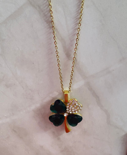 St. Patrick's Day Shamrock Pendant on a gold chain Necklace (3 to choose from)