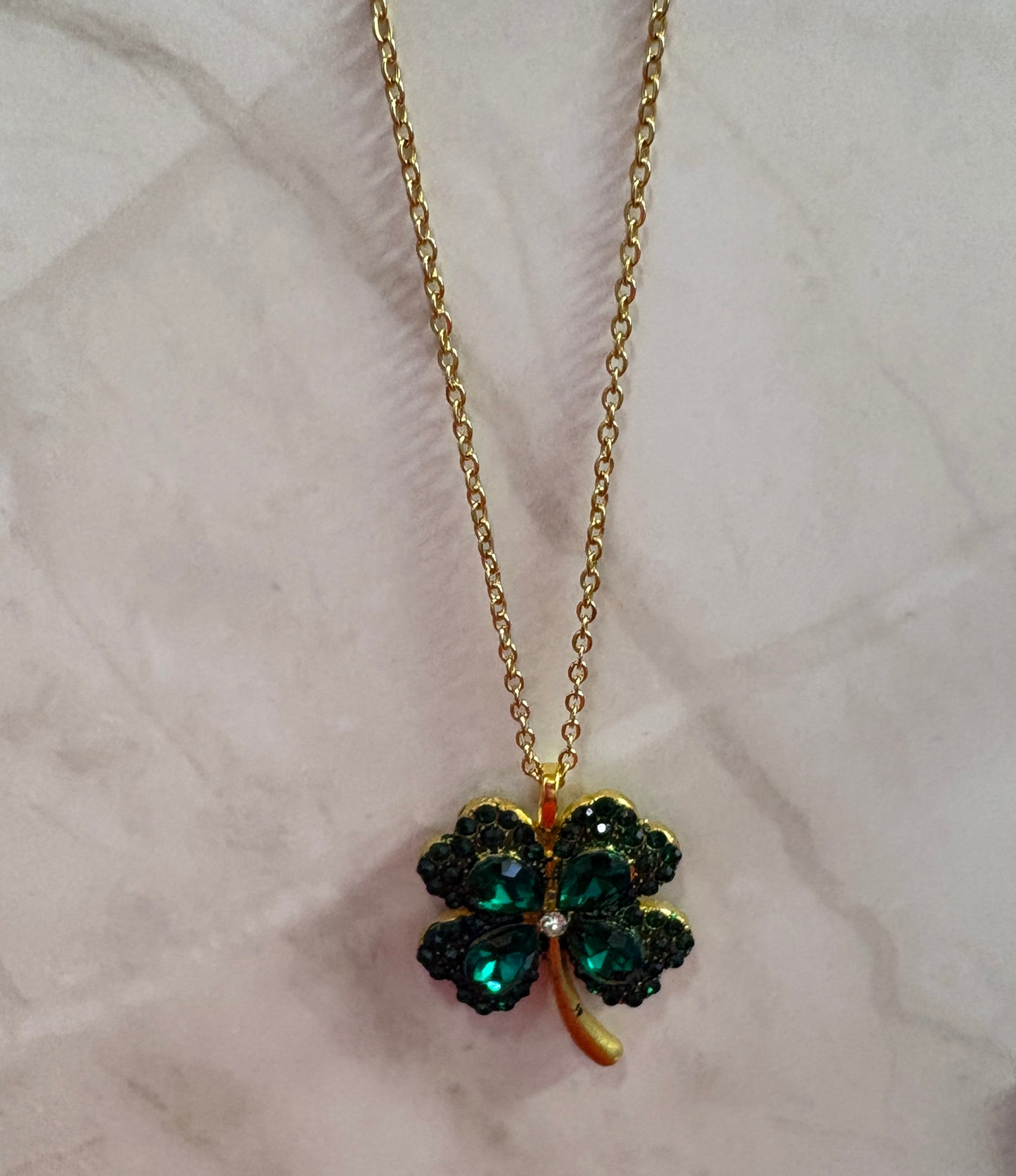 St. Patrick's Day Shamrock Pendant on a gold chain Necklace (3 to choose from)