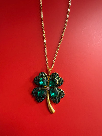 St. Patrick's Day Shamrock Pendant on a gold chain Necklace (3 to choose from)