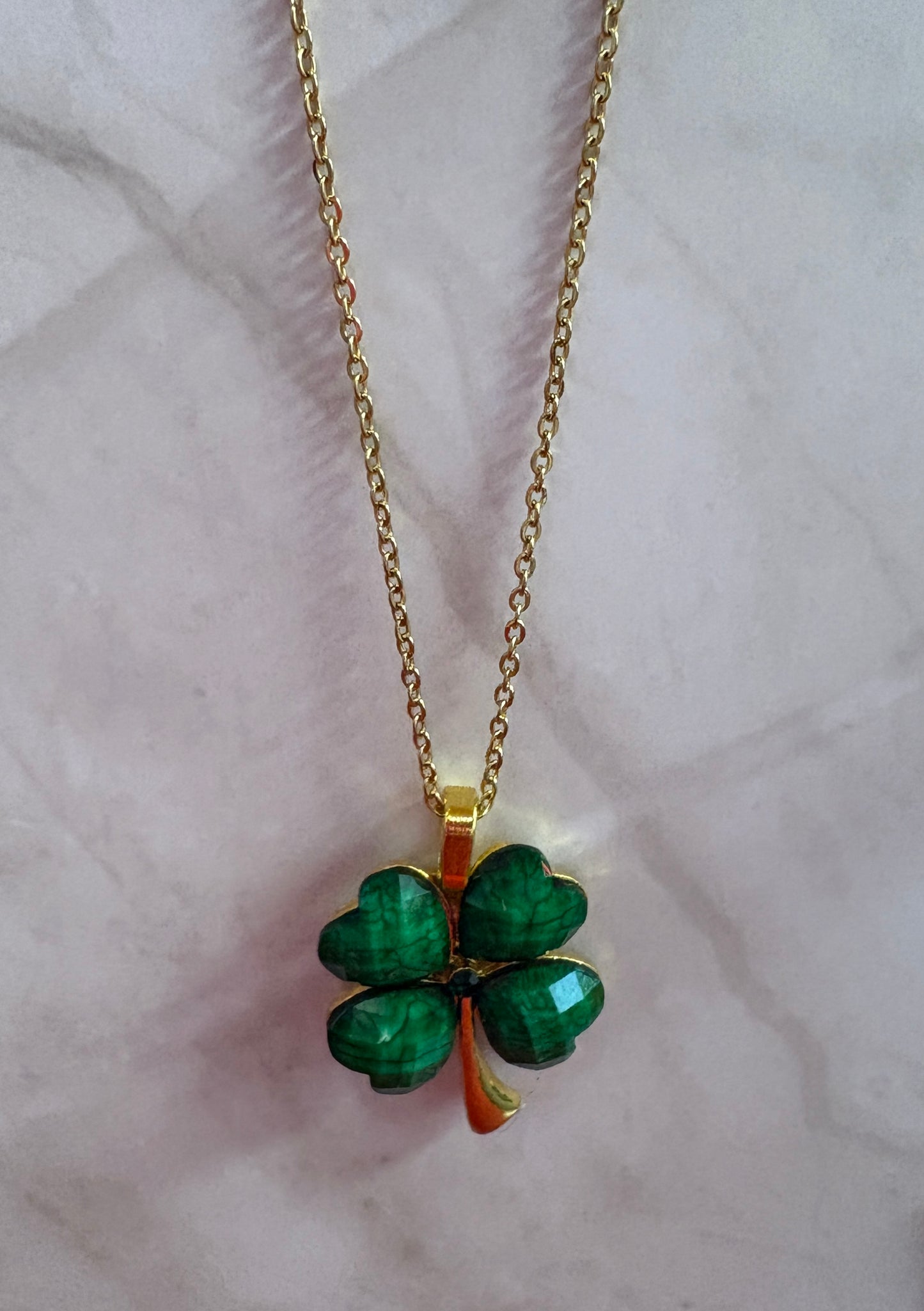 St. Patrick's Day Shamrock Pendant on a gold chain Necklace (3 to choose from)