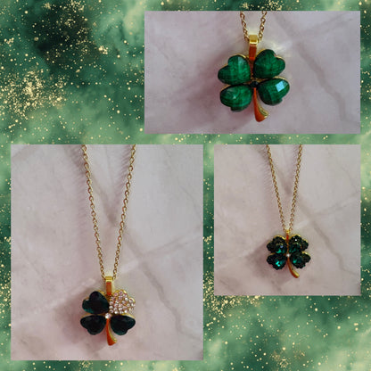 St. Patrick's Day Shamrock Pendant on a gold chain Necklace (3 to choose from)