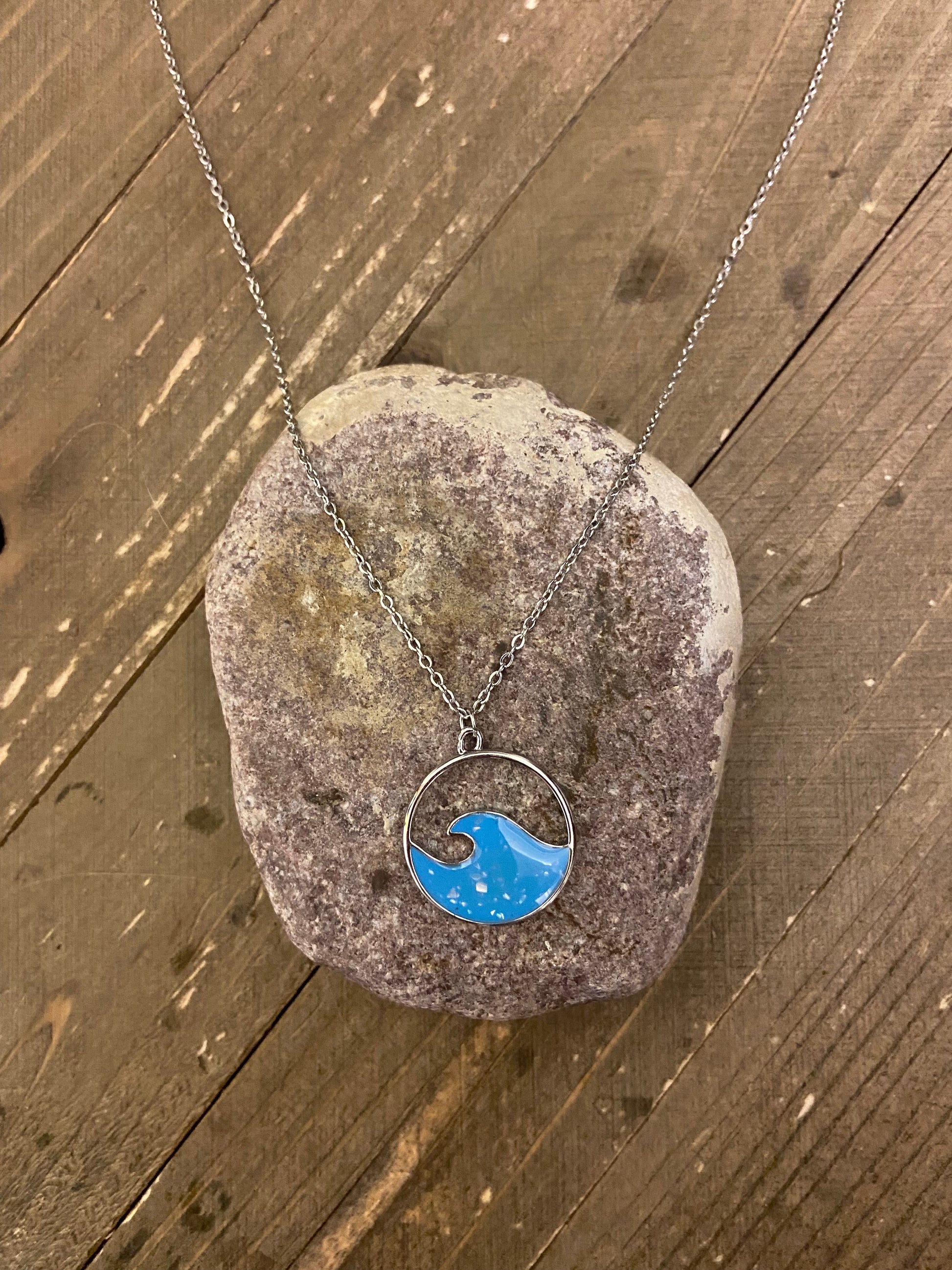 Enamel Baby Blue Wave NecklacePink tiful of LOVE