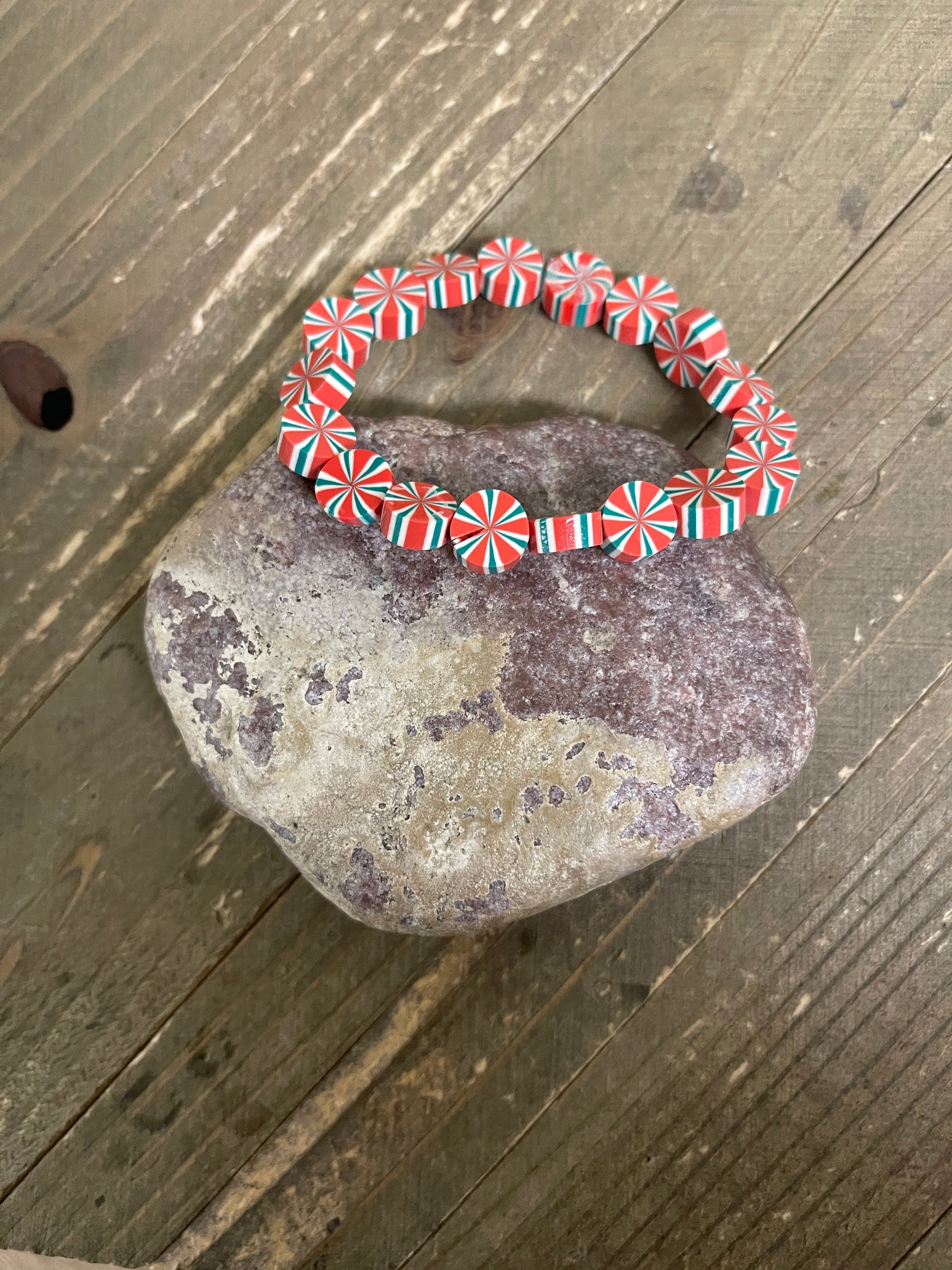 Peppermint Candy  Beaded Elastic/Stretch BraceletPink tiful of LOVE