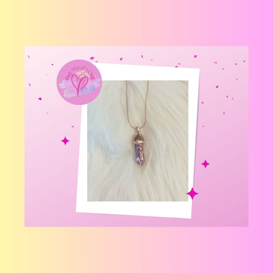 Amethyst Quartz Dagger Pendant on a Silver chain NecklacePink tiful of LOVE