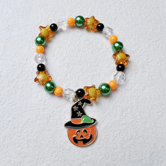 Halloween- Pumpkin and Acrylic Beaded Elastic/Stretch Bracelet (Copy)Pink tiful of LOVE