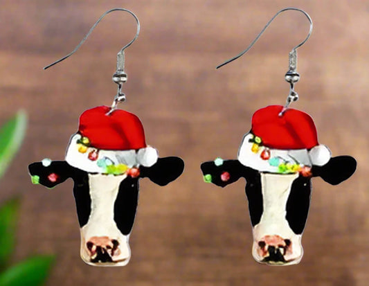 Christmas Cow Wire EarringsPink tiful of LOVE