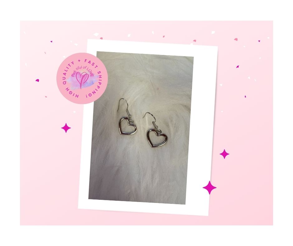 Silver Open Heart Wire Earrings