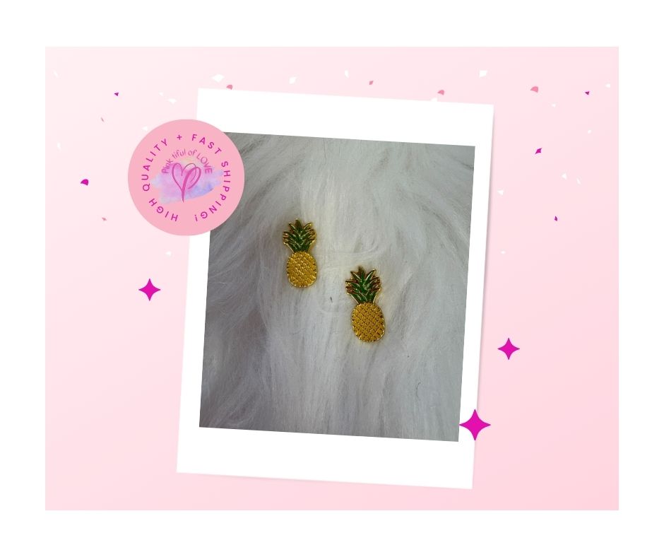 Yellow & Green Pineapple Stud Earrings