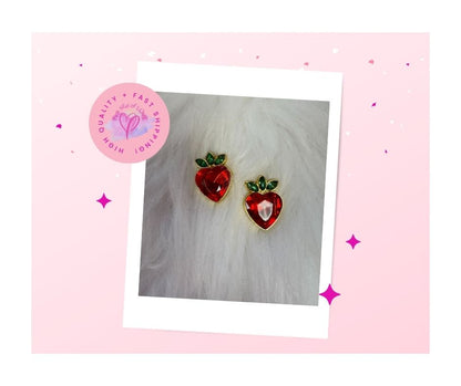 Red and Green Strawberry Stud Earrings