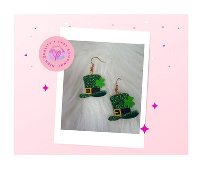 St. Patrick's Day Leprechaun Hat Wire Earrings