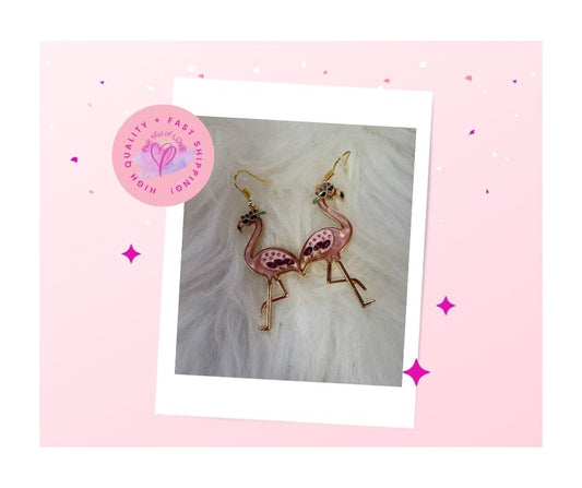 Pink and Jewel Flamingo with Shades Wire Earrings (Copy)