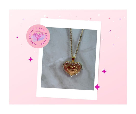 Love Heart Pendant on a Gold Chain Necklace