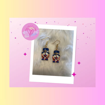 Patriotic Gnome Wire Earrings; red white &amp; bluePink tiful of LOVE