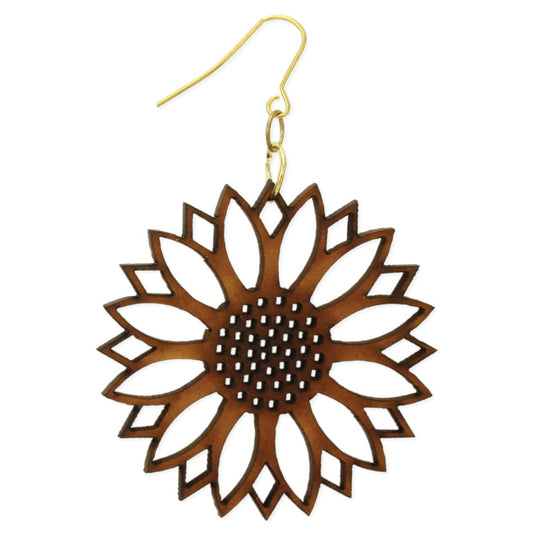 Woodcraft cutout Sunflower Wood Wire EarringsPink tiful of LOVE