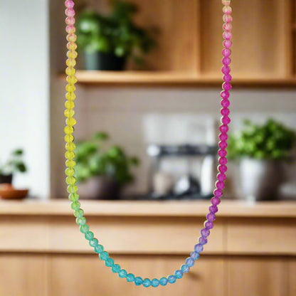 Rainbow Pastel Facet Beaded Necklace