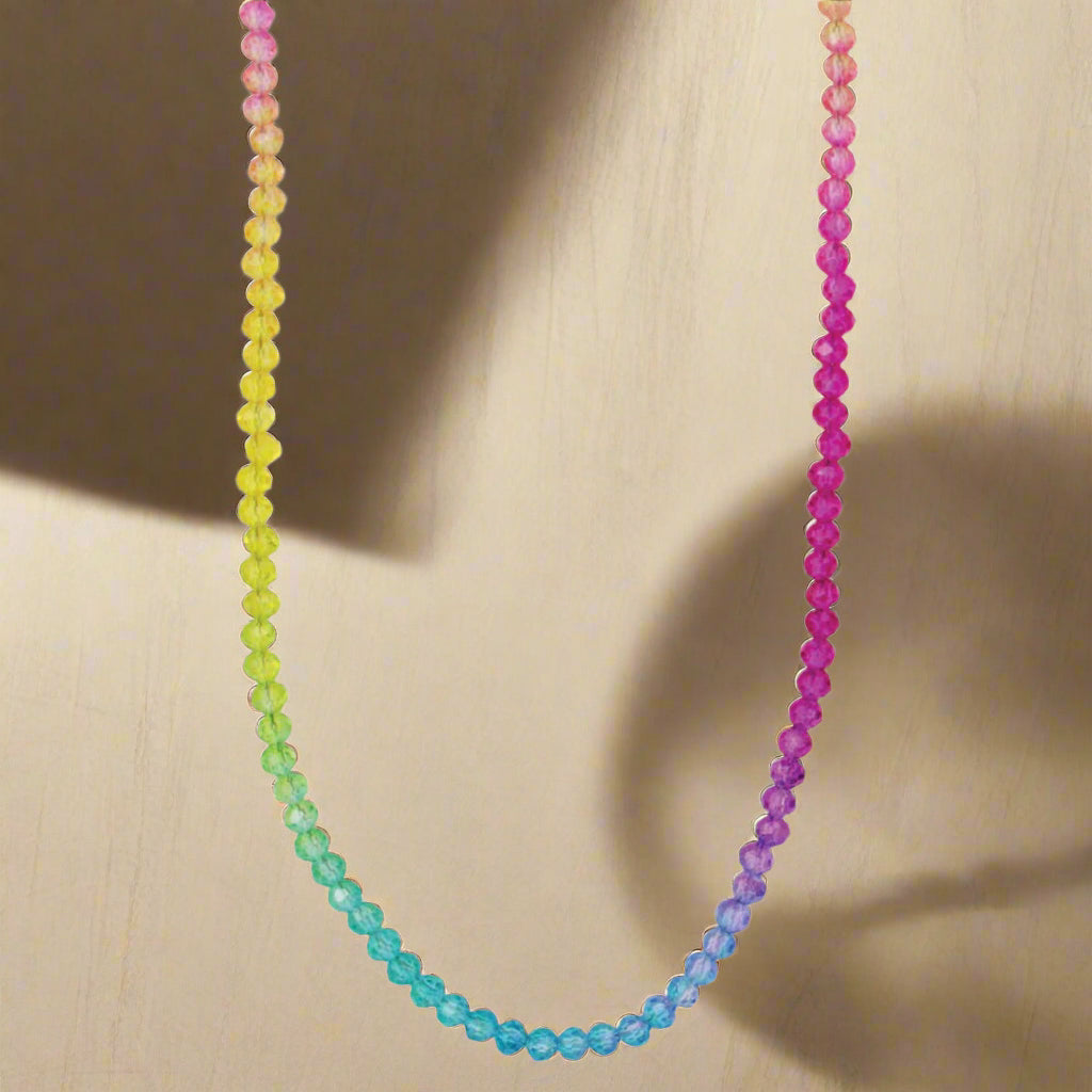 Rainbow Pastel Facet Beaded Necklace