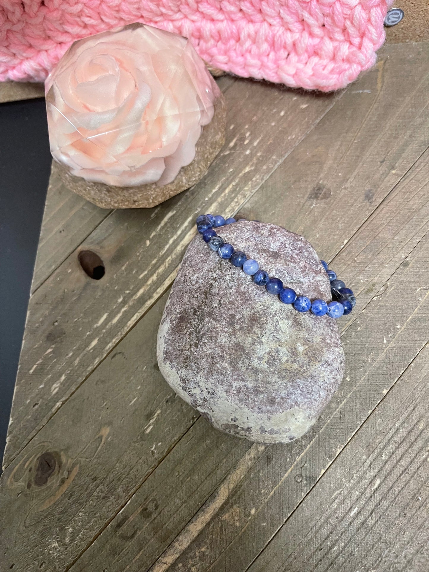 Sodalite Beaded Elastic/Stretch BraceletPink tiful of LOVE